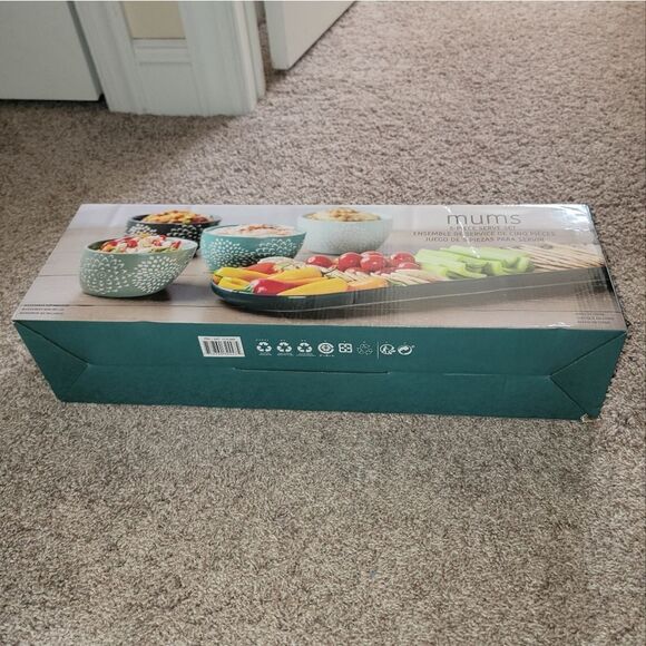 Baum Mums 5-Piece Ceramic Stoneware Serve Set • 1 Tray 4 Bowls • New - Picture 12 of 16